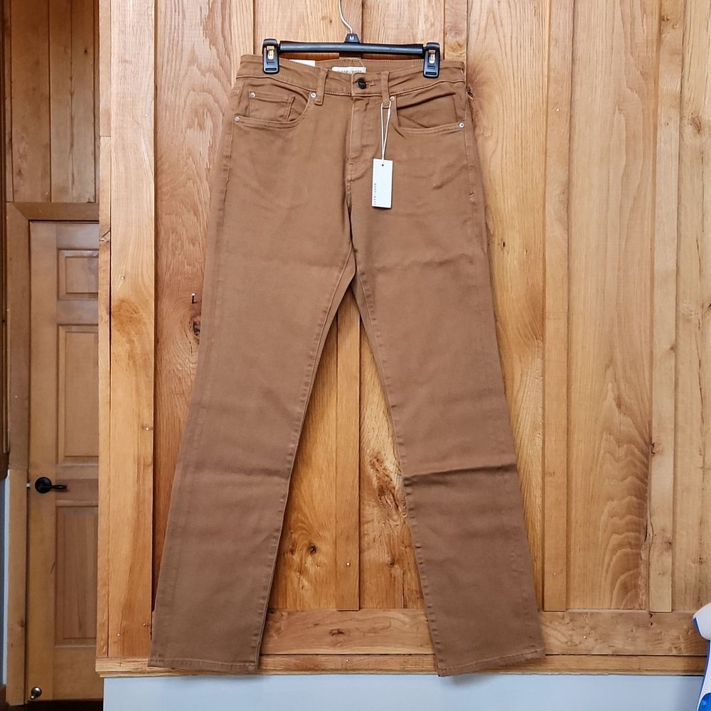 NEW Warp + Weft Chicago Straight Leg Jeans, 29 X 34, Tobacco Brown Denim